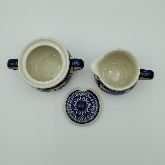 Polish Pottery Tuscan Grapes Cream & Sugar Set Grapes Creamer and Sugar Bowl - Picture 3 of 16